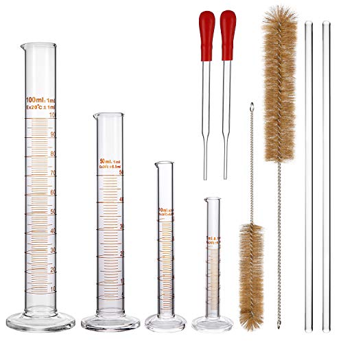 Aozita Glass Graduated Cylinder Set - 100 ml 50 ml 10 ml 5