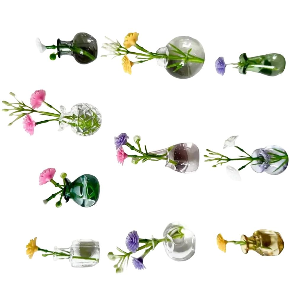 Refrigerator Magnets Lovely Minis Glass Vase Fridge Magnets Funny Tiny Vase Magnet with Artificial Flowers for Fridge Refrigerator Decors