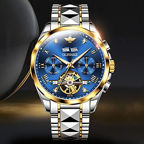 Image of OLEVS Watch Men Mechanical Luxury Classic Fashion Dress Men's Watches Waterproof Stainless Steel Self Winding Watches for Men Large Face Diamond Date No Battery Mens Watch Relojes para Hombres