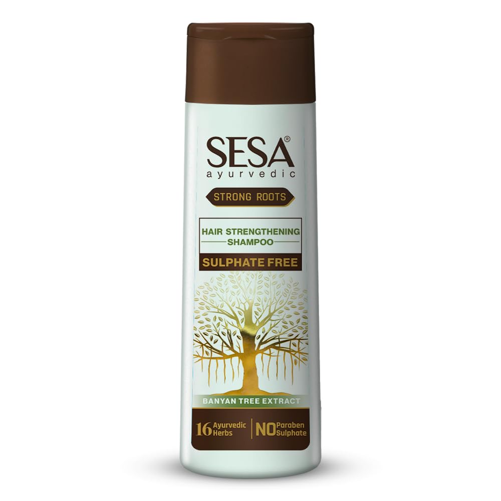 sesaAyurvedic Strong Roots Hair Strengthing Shampoo + Conditioner for Hair Fall Control and Hair Growth | All Hair Types | Paraben Free & Sulphate Free | 200 ml (Pack of 1)