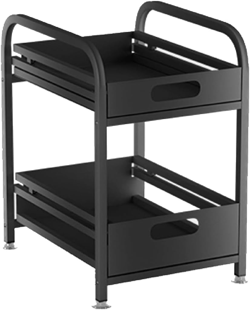 Kitchen Sink Pull Out Storage Rack Orga with Carbon Steel Cabinet Drawer Storage Box for Layered Storage，A，A