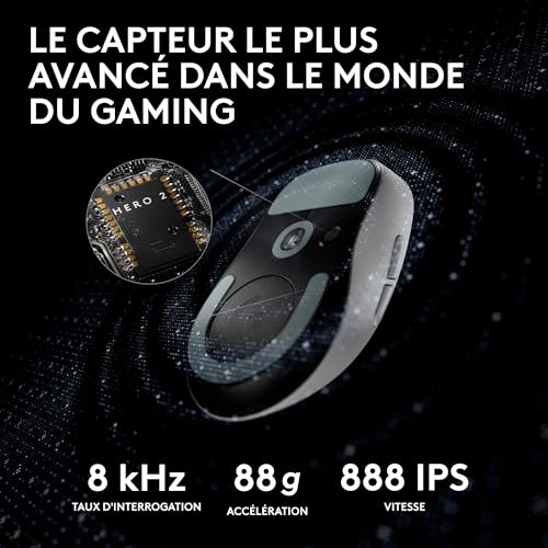 Souris gaming sans fil Logitech G PRO X SUPERLIGHT 2 blanche avec capteur 44K DPI - 4