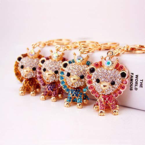 Cute Lion Shape Crystal Rhinestone Sparkling Keychain Bag Pendant Handbag Charm for Women Girls2
