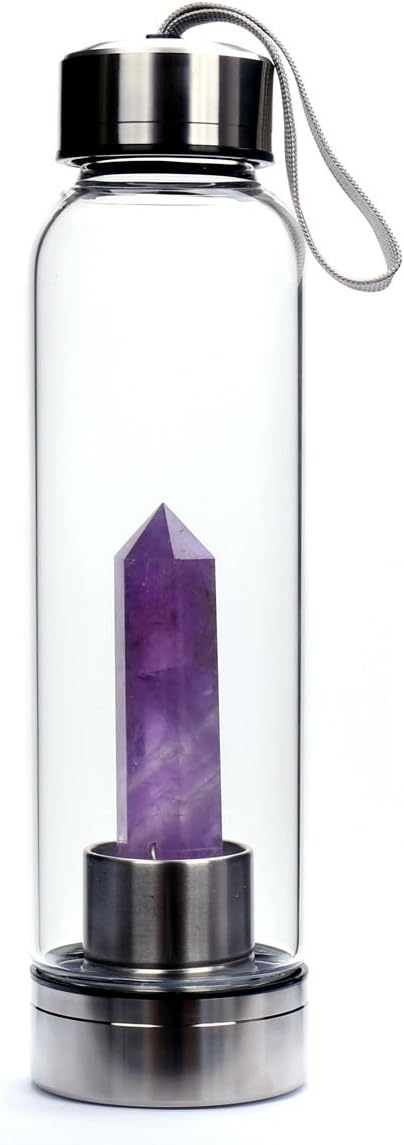 Natural Amethyst Water Bottle, Amethyst Point Bottle,Crystal Water Cup, Gemstone Water Bottle