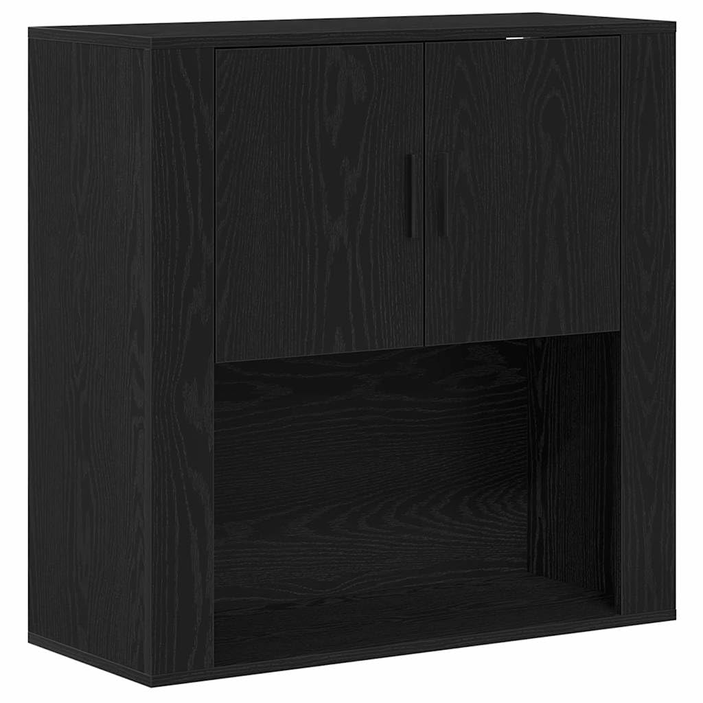Meble ścienne dębowe czarne 80 x 33 x 80 cm z drewna inżynierskiego