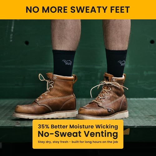 Crew Work Socks – Sweat-Wicking, Durable Wool Socks for Long Shifts – Up to 8" Boots – Made in USA4
