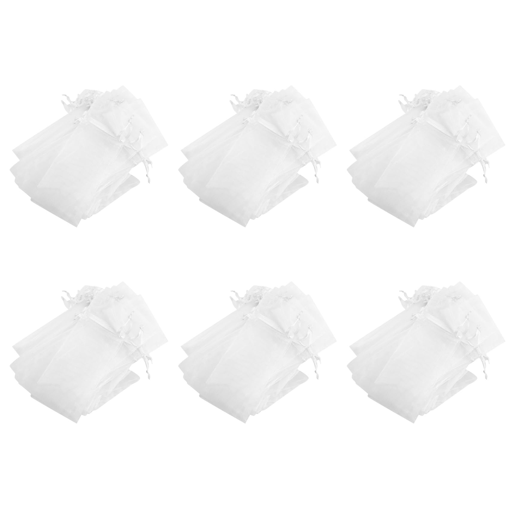 Hndhbfgrt 300Pcs White Drawstring Organza Folding Hand Fan Pouch Party Wedding Favor Gift Bags