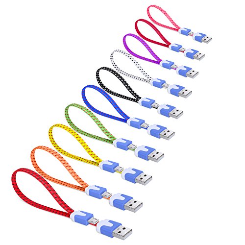 Short Micro USB Cable, OKRAY Android Charger High Speed Braided USB 2.0 A Male to Micro B Cable Compatible for Android, Samsung Galaxy S7/S6, HTC, LG, Power Bank, USB Charging Station - 10 Pack(1ft)