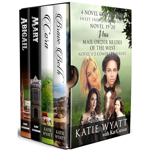 Box Set Sweet Frontier Cowboys Novels 19-20 Plus Mail Order Brides of The West Audiolibro Por Katie Wyatt, Kat Carson arte de
