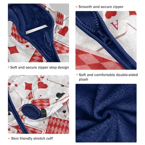 Playing Cards Girls Fleece Jacket Girls Fall Jacket Girls Zip Up Hoodie Girls Sherpa Jacket 2-10T3