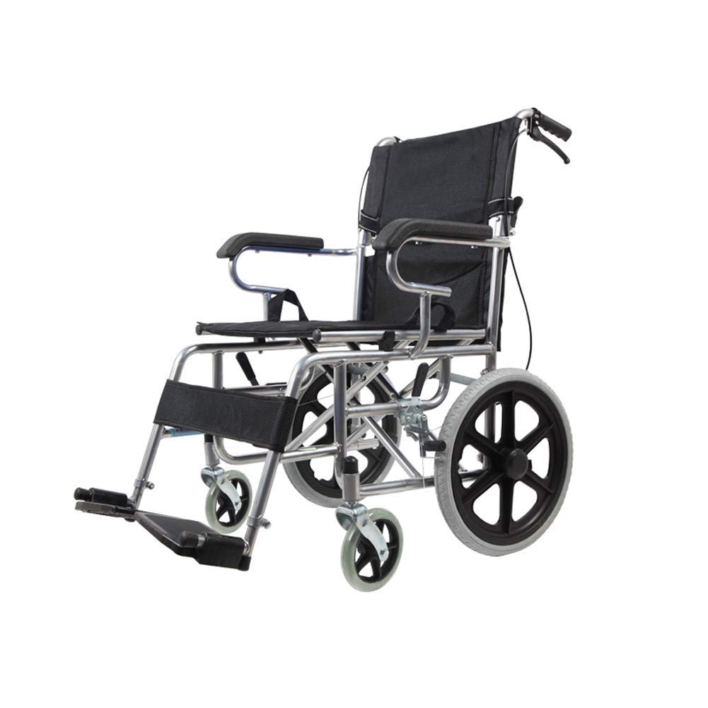 Silla de Ruedas Autopropulsable,Sillas de Ruedas con Chasis Ligero Y Plegable, Silla de Ruedas con Propulsión Auxiliar/Black