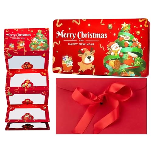 クリスマス現金封筒 ? 6スロットのお祝いクリエイティブグリーティングカードホルダー、再利用可能なマネーギフトオーガナイザー、クリップ付き装飾ホリデー封筒セット、大人愛好家、友人、女性、男性、男の子、女の子パーティーに