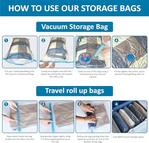 Image of Smart Saver Vacuum Bags, Compression Storage Bags for Clothes, Bedding, Pillows, Comforters, Blankets With Vacuum Pump (Pack of 5) (5)