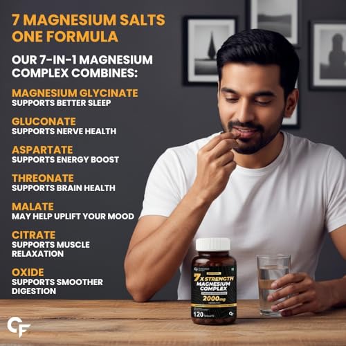 Image of Carbamide Forte Magnesium Supplement with Magnesium Glycinate, Citrate & Complex Supplement with 7X Strength | 2000 mg per Serving | 120 Tablets