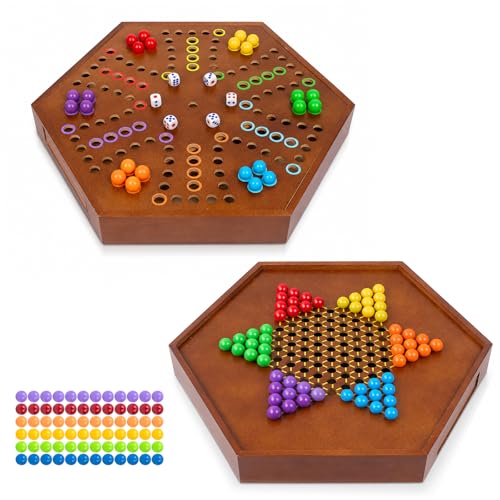Juego de mesa 2 en 1 Chinese Checkers y Canicas de Madera miniatura 1