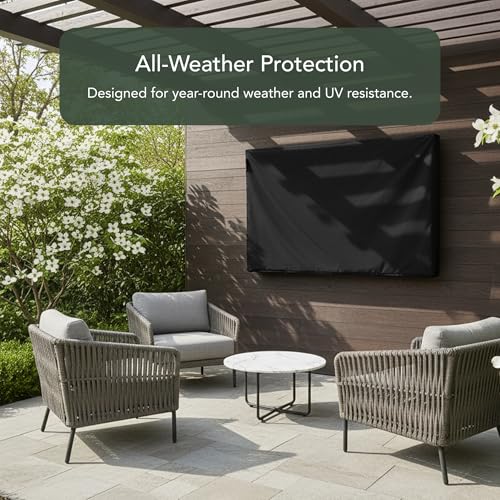 Covermates Outdoor Full TV Cover – Water-Resistant All-Weather Protection for Mounted & Freestanding TVs, 12-Gauge Vinyl with Remote Pocket & Secure Touch Fastener Closure, 50-54 Inches, Black by Covermates - Image 4