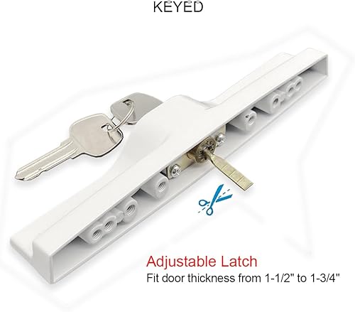 Miniatura 5 de ALLYWASAI Juego de manijas correderas para puerta de patio con cerradura de embutida, cilindro de llave y placa frontal, juego de cerradura de mango