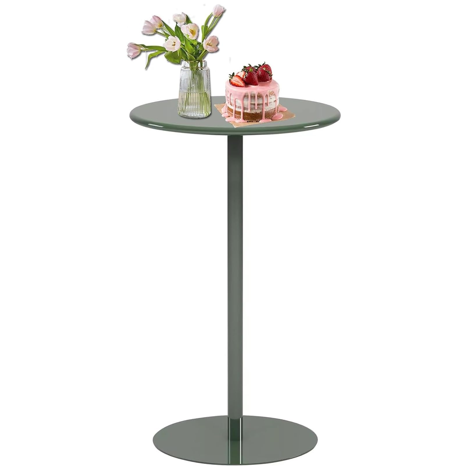 ASerZenith Round Bistro Table, Modern Cocktail Bar Table Breakfast Dining Coffee Side Tables,2Pack-40X40X62Cm