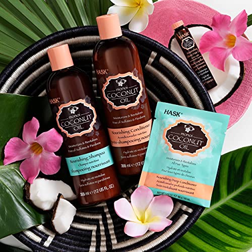 Hask Nourishing Coconut Monoi 5-In-1 Leave In Conditioner Spray For All Hair Types, Color Safe, Gluten Free, Sulfate Free, Paraben Free - Coconut Monoi 2 Piece Set #TOP6