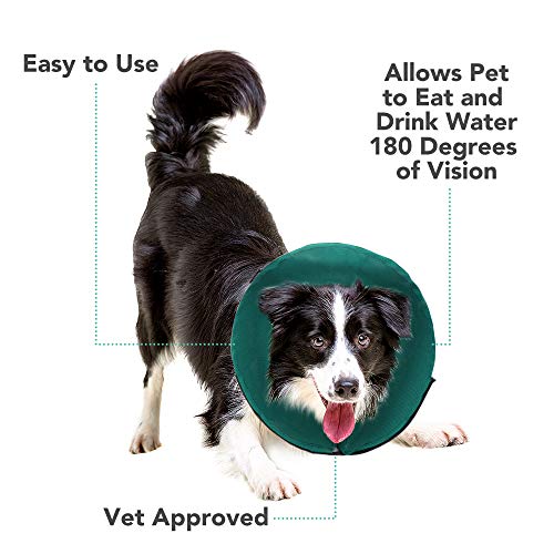 Image of ZenPet Protective Inflatable Recovery Collar for Dogs and Cats (Teal) - Soft Pet Cone Does Not Block Vision E-Collar - Designed to Prevent Pets from Touching Stitches, Wounds and Rashes (X-Small)
