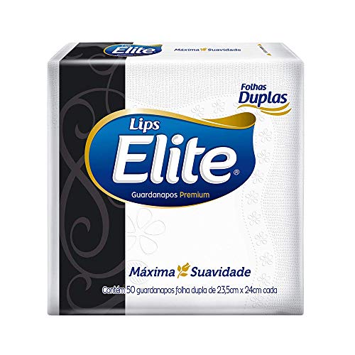 Guardanapo Folha Dupla Elite Pack 16 Pacotes Com 50 Fls Cada, Elite Lips, Preto, 23, 5 Cm X 24 Cm Ca
