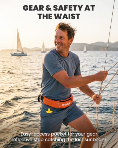 Image of Owntop Manual Inflatable Belt Pack, Adults Swim Jacket with Blowpipe & Whistle, 24g CO2 Cylinder Included, Low Profile for Kayaking, Fishing, Paddle Sports