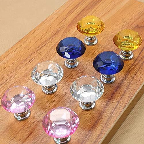 Southst 10PCS Crystal Diamond 30mm Knob Furniture Kit Drawer Cabinets Handles Dresser Closet Pulls Handle Furniture Hardware - (Color: W/Size: Screws 3.0cm)