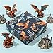 Pineraap Dragon Wrapping Paper Roll, 17In x 16.4Ft - Mini Roll - Magical Dragon and Castle Design Gift Wrap Papers for Boys Girls Birthday, Gift Packing Art Paper for Baby Shower, Magical Party Decor