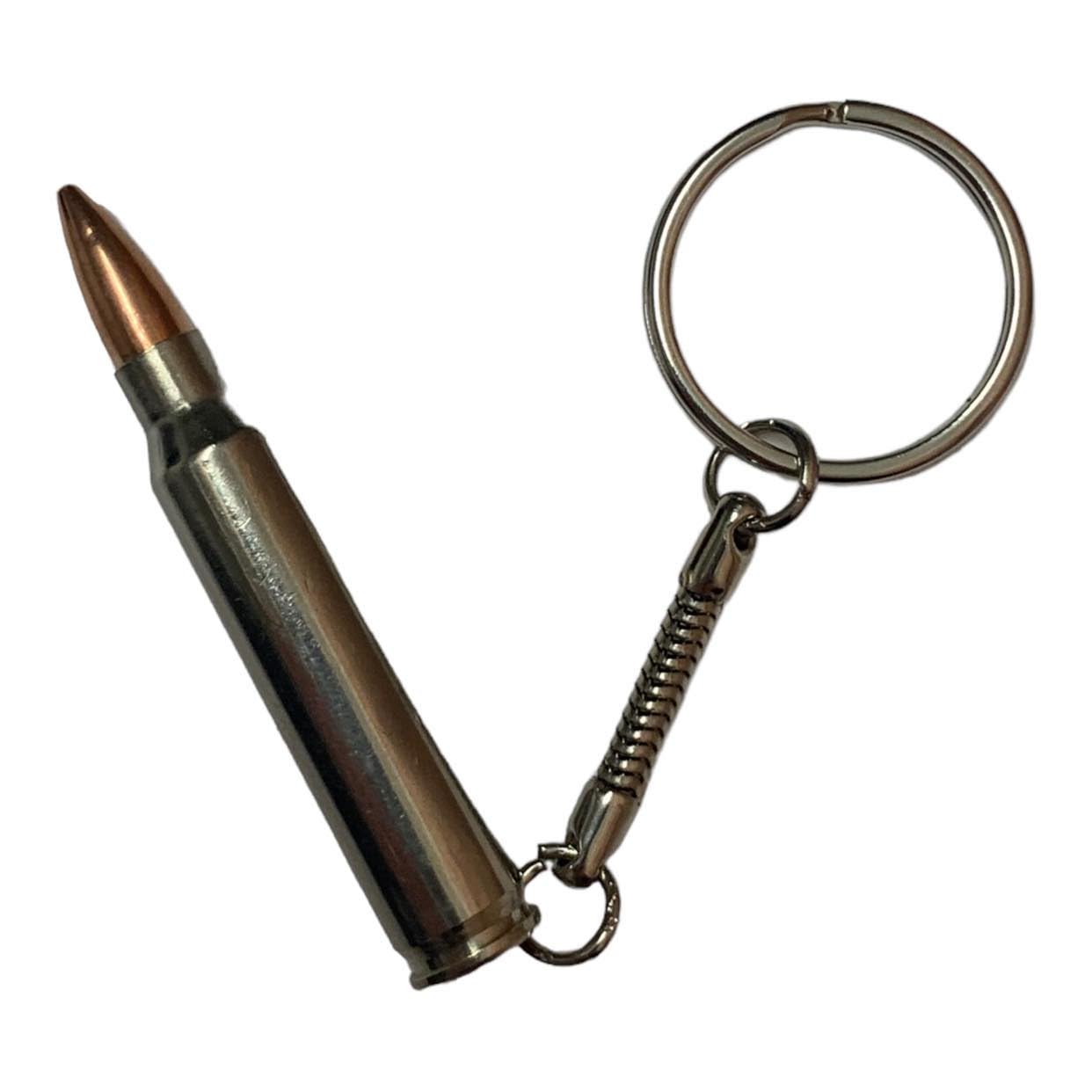 GREENZONE Custom-made Bullet Keyring - Novelty Silver Fashion Accessory for Fancy Dress Costume Rock & Roll Gothic Army Steam Punk Black Metal Goth Punk Emo (5.56)