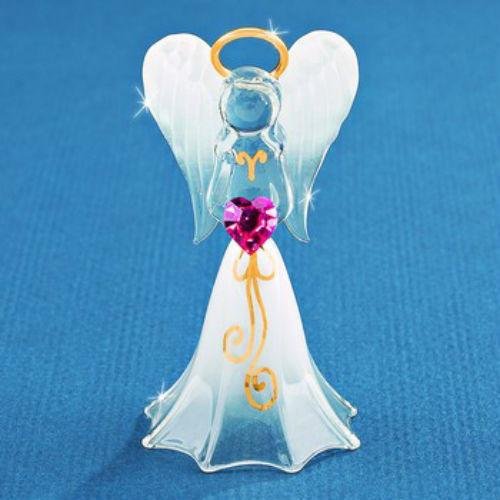 Glass BaronWhite Angel with Crystal Heart Figurine