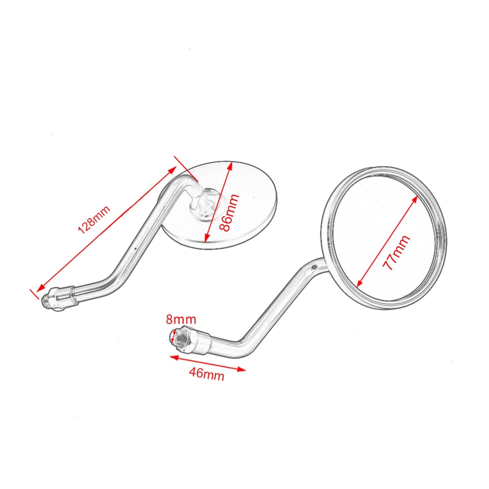 Stuurspiegel Motorfiets Motorfiets ronde zwarte achteruitkijkspiegel zijspiegels 8/10mm lange achteruitkijkspiegel voor voor Kawasaki voor voor café voor racer Motorfietsspiegel (Size : Black 10mm Stuurspiegel Motorfiets Motorfiets ronde zwarte achteruitkijkspiegel zijspiegels 8/10mm lange achteruitkijkspiegel voor voor Kawasaki voor voor café voor racer Motorfietsspiegel (Size : Black 10mm