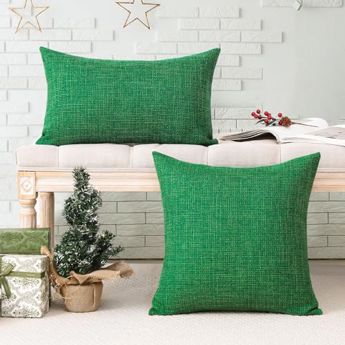 Housse de coussin en lin vert pour décoration salon et canapé - 6