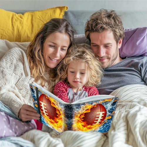 Image of Photo Album 4x6 120 Photos with Strong Elastic Band, American Football Fire | Large Capacity Premium Leather Picture Album, Portable Wallet Albums Photo Book for Family Anniversaries Wedding Baby