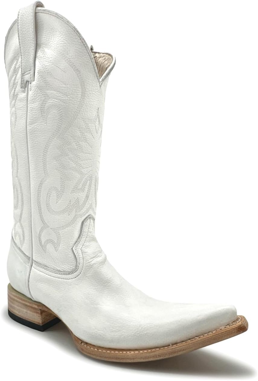 The Western Shops Men’s Genuine Leather Snip Toe Embroidered Boot
