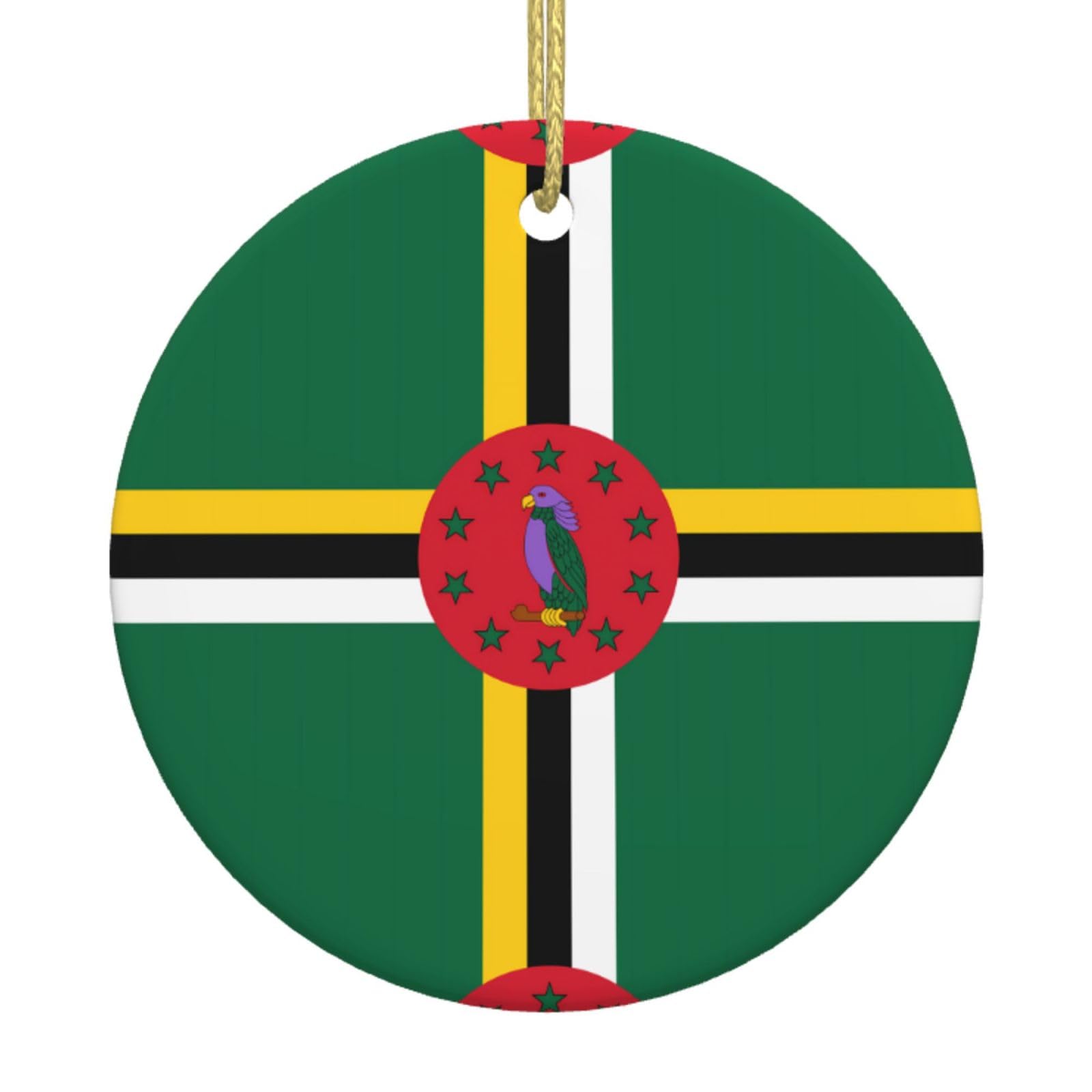 Flag of The Commonwealth of Dominica Printed Christmas Tree Ceramic Ornaments Holiday Decoration Christmas Unique Pendant for Christmas Party