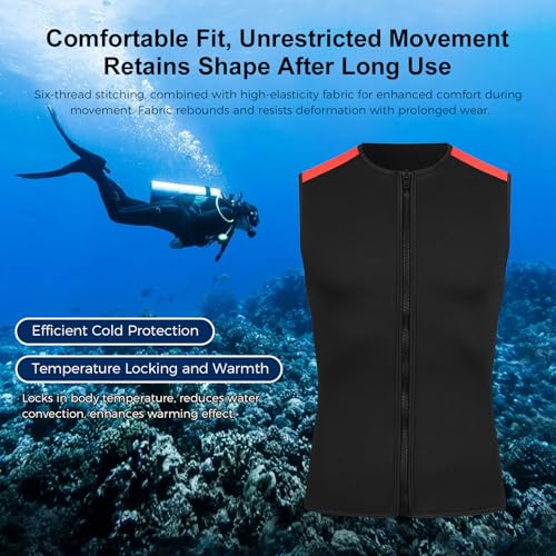 Chaleco térmico sin mangas de neopreno de 3 mm, unisex con cierre, chaleco elástico cálido para natación, snorkel, surf y buceo deportivo (M) miniatura 4