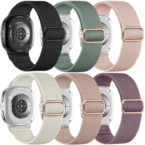 TUCOMO 6 Stück Elastische Nylon Armband Kompatibel mit Samsung Galaxy Watch 8 Armband 40mm 44mm/8 Classic 46mm Loop Dehnbare Ersatzband für Samsung Galaxy Watch 8 Herren Damen