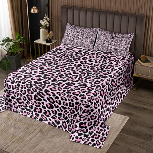 Homewish Leopard Drucken Tagesdecke Kinder Mädchen Erwachsene Bedspread 220x240cm Geparden Haut Textur Bettüberwurf Jugendliche Abstrakt Bauernhaus Steppdecke Raumdekor Mikrofaser 2 Kissenbezüge