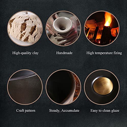 Yrra Pedestal Lavatory Sink, Art Pedestal Bathroom Sink Toilets Basins Handmade With Drain Installation Hole, For Indoor And Outdoor,Black,With Mirror #TOP2