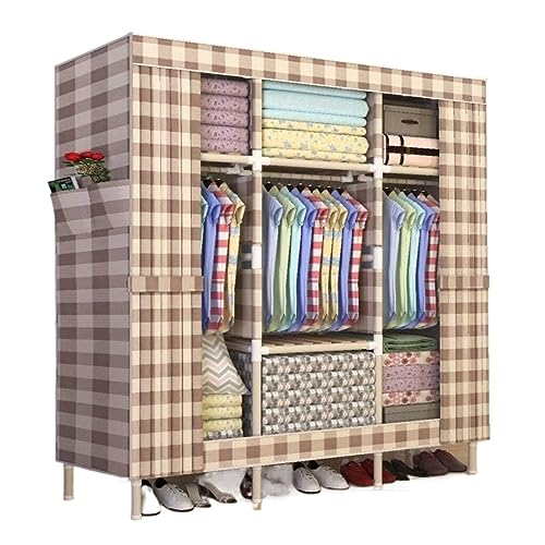 Armario de madera maciza modular con perchero integrado para almacenamiento exento de ropa 2