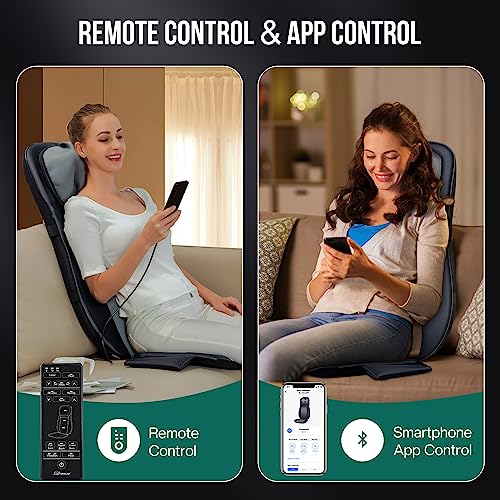 Image of Snailax Shiatsu Neck Back Massager with Heat, Full Body Massage Chair Pad with Adjustable Height, Deep Kneading & Rolling Massage Seat Cushion for Back Pain, APP Control Seat Chair Massager, Gifts