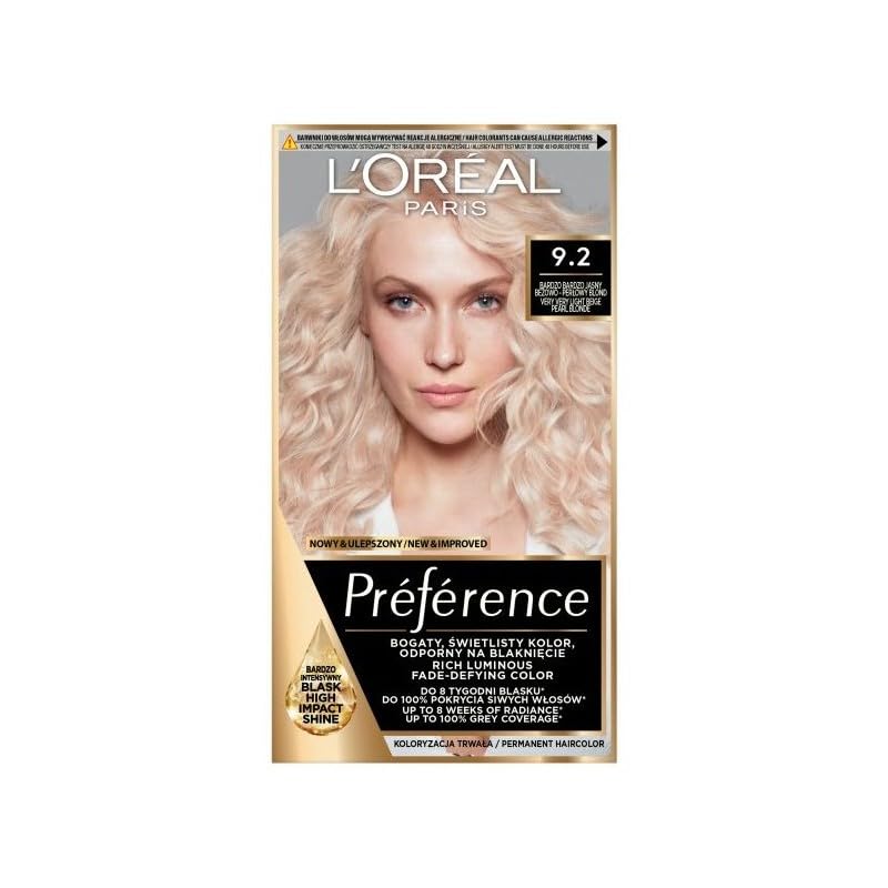L'Oréal Paris Préférence 92 WARSAW farba do włosów Bardzo Bardzo Jasny Beżowo-Perłowy Blond