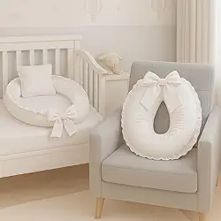 Ninho redutor de berço e Almofada de Amamentação Percal 100% Algodão (Palha)