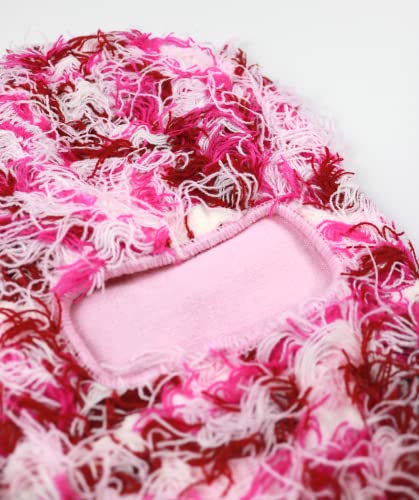 Atakai Balaclava Distressed Knitted Full Face Ski Mask Winter Windproof Neck Warmer For Men Women One Size Fits All, Yeat Inspired (Pink Storm) #TOP2