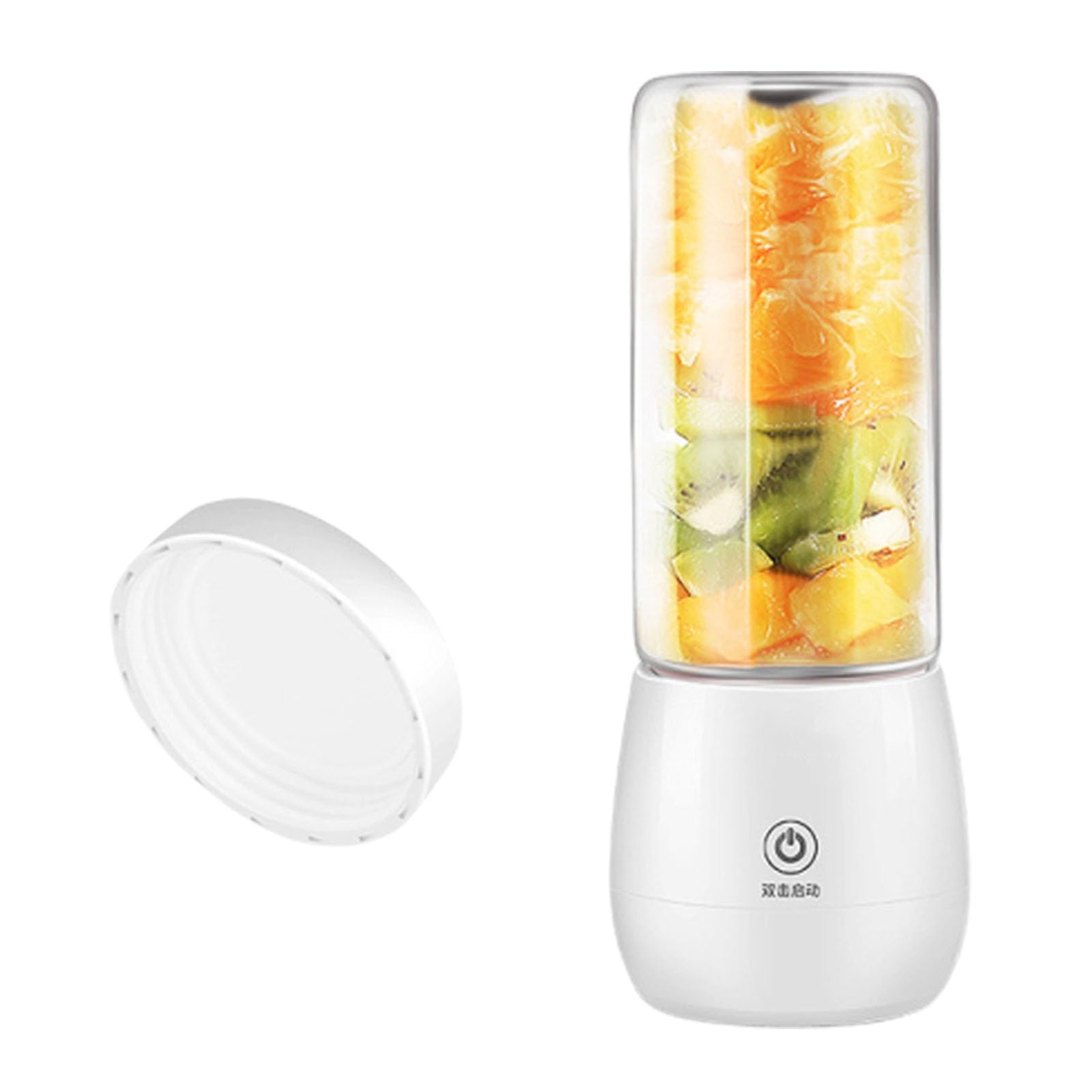 Mini Portable Personal Blender Smoothie Maker 6 Leaves Sharp Stainless Steel Blade Superb Mixing for Smoothie, Fruit and Vegetables Shake 22000 Rpm BPA Free Tritan Bottle 450Ml 150W (Color : White)