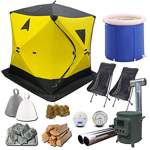MGC JAPAN TRADE ととのうに挑戦 サウナテント フルセット 届いた日からすぐ使える テントサウナ 自宅 庭 (イエロー×ブラック)