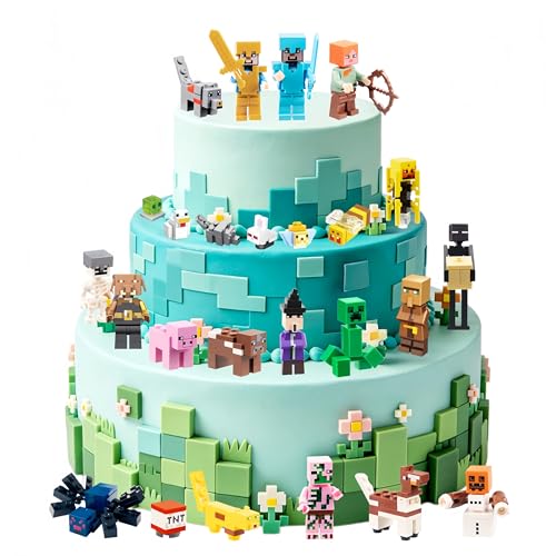 24 Stück Torten Figuren Set, Kuchen Deko Minifiguren Tortendeko Muffin Deko, Figuren Deko, Dekofiguren Dekoration