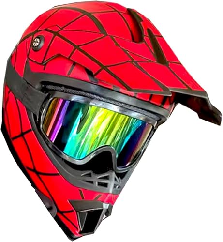 Miniatura 4 de Cascos de motocross DOT para adultos, hombres, mujeres, jóvenes, niños, motocross, todoterreno, ATV, cascos de araña roja aprobados por DOT, cascos