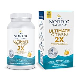 Nordic Naturals Ultimate Omega 2X, Lemon Flavor – 120 Soft Gels – 2150 mg Omega-3 – High-Potency Omega-3 Fish Oil with EPA & DHA – Promotes Brain & Heart Health – Non-GMO – 60 Servings