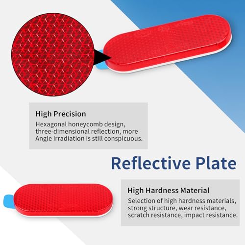 Image of 10 Pack Oval Reflectors Red Self Adhesive Quick Mount for Driveway Fence Gate Posts Trailers Safety Reflectors Automobiles Boats Mailboxes Reflector
